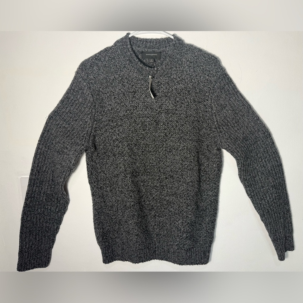 Banana Republic Men's Charcoal Zip-Up Sweater